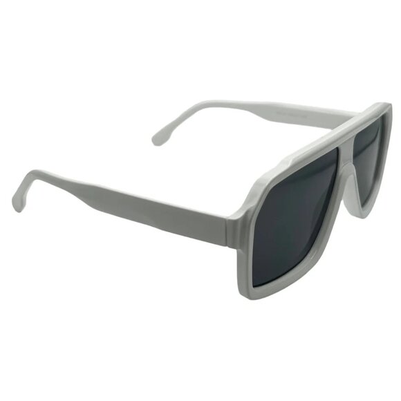 7005 | White Retro Flat Top Sunglasses - Picture 2 of 5